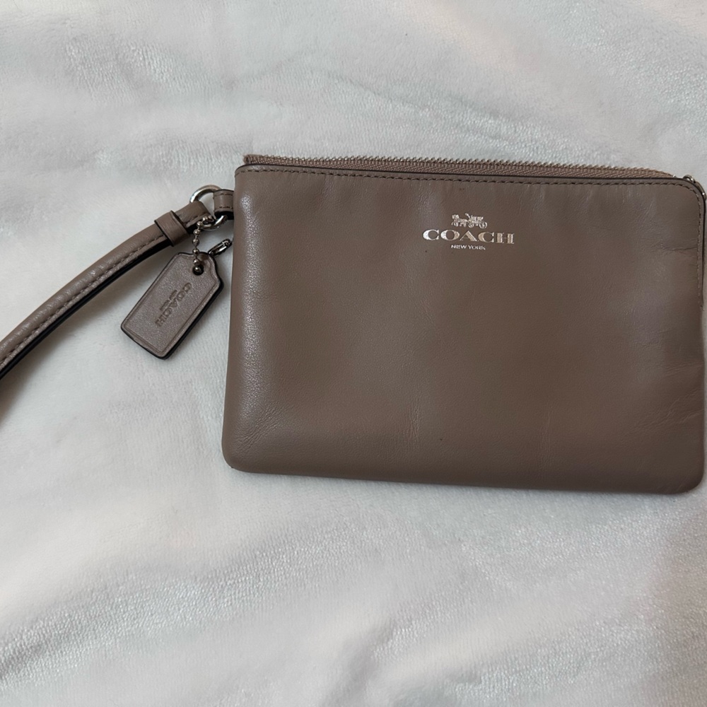 Coach women’s Taupe Leather Wristlet